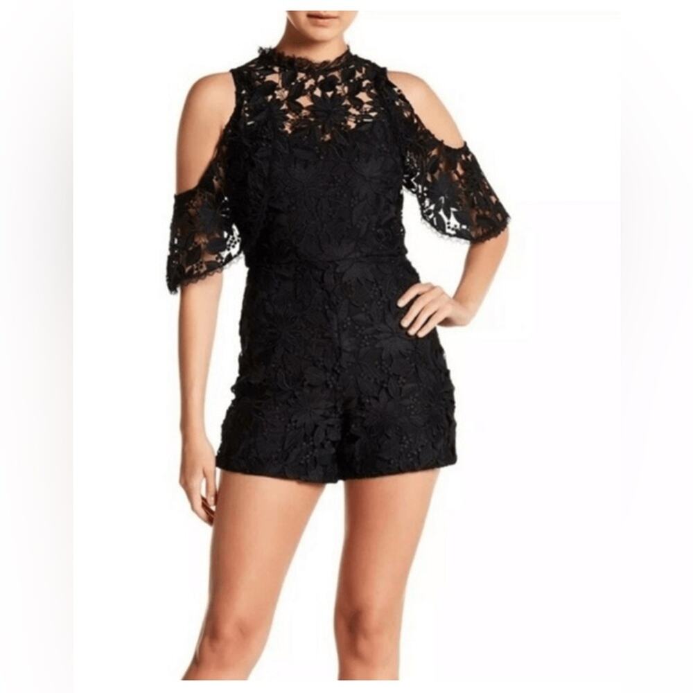 Alice + Olivia Black Lace Detail Top